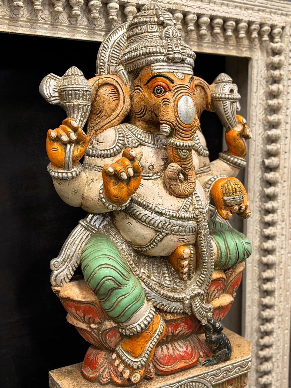 Seated Wooden Ganesh (Without Frame)