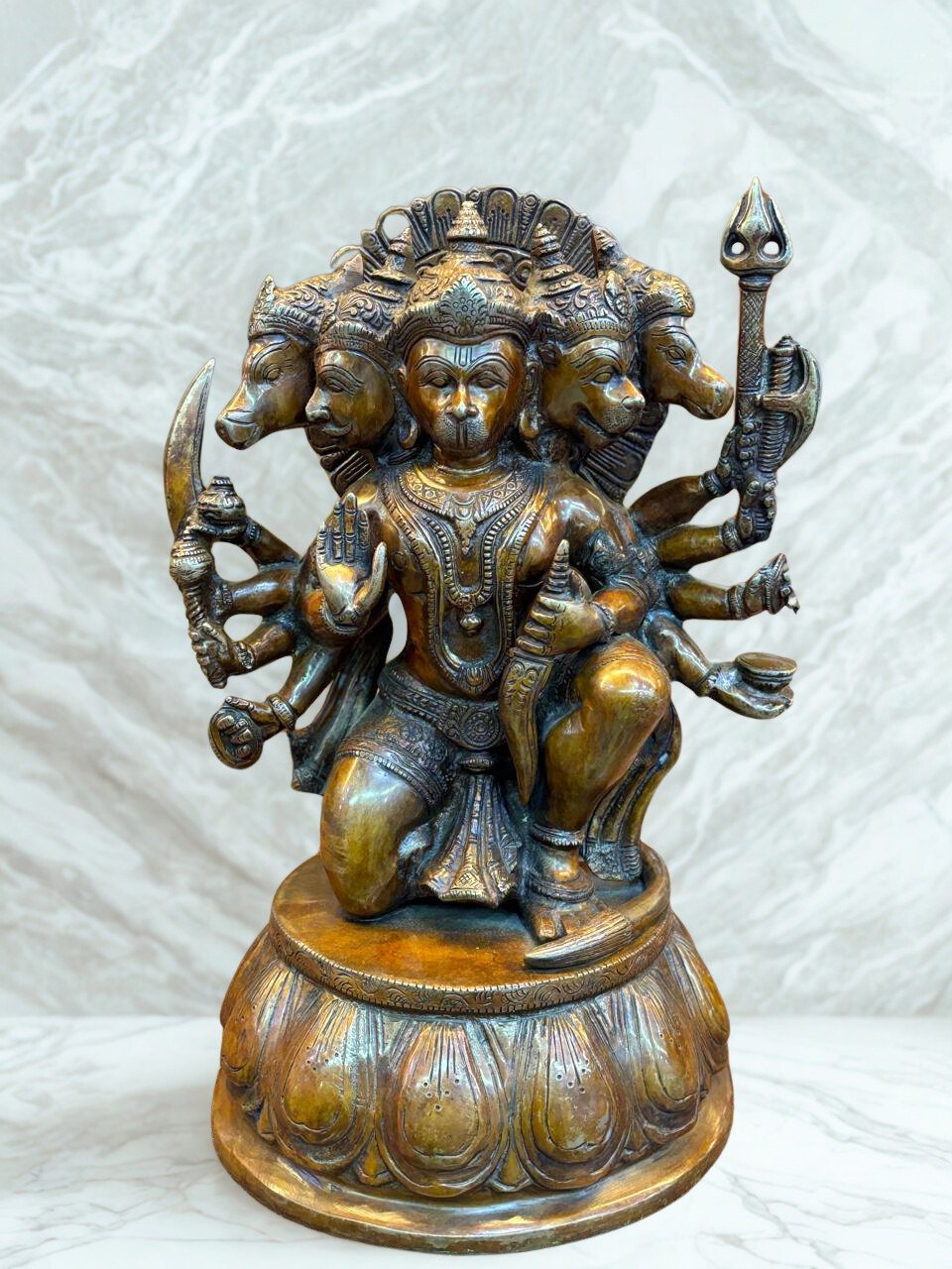 Bronze Panchamukhi Hanuman Idol – Antique Finish